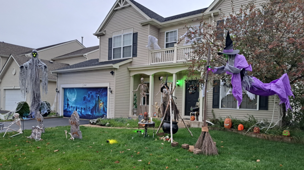 House Decorated with Halloween Decorations