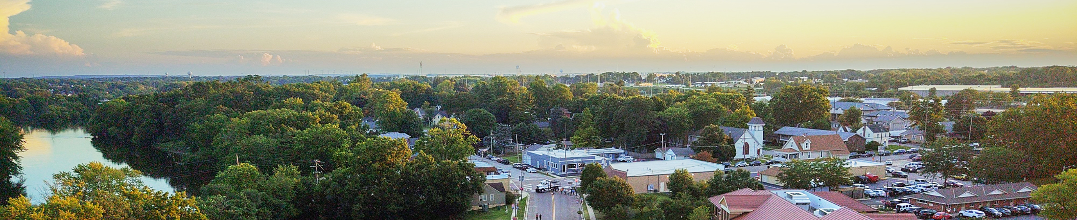 Drone View of Downtown Montgomery from Fox River South